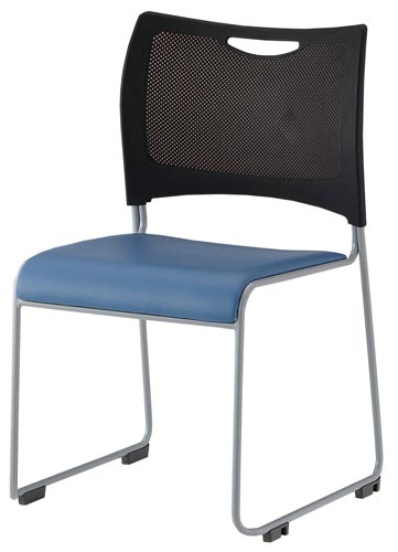 MCX−02チェア背樹脂メッシュ黒座合皮青