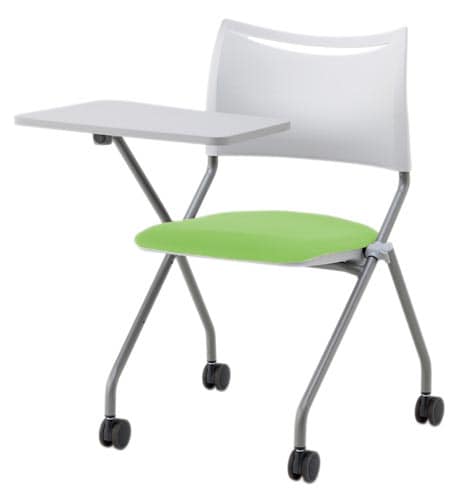 LTS−4Nメモ台付きチェア脚銀背樹脂座布緑