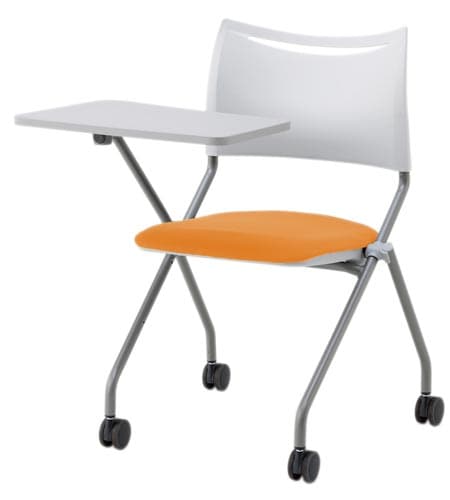 LTS−4Nメモ台付きチェア脚銀背樹脂座布橙
