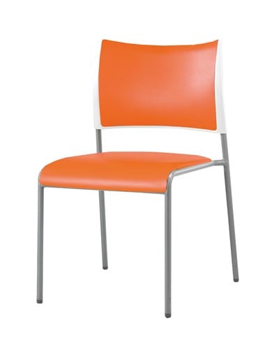 LTS−4Pチェア固定脚 脚銀 背・座合皮橙