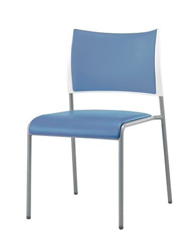 LTS−4Pチェア固定脚 脚銀 背・座合皮青