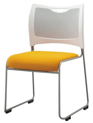 MCXチェア背樹脂メッシュ白座ダイメトロール布橙