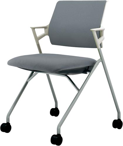 ピエガ 背クッション 白シェル塗装脚 SグレーSC