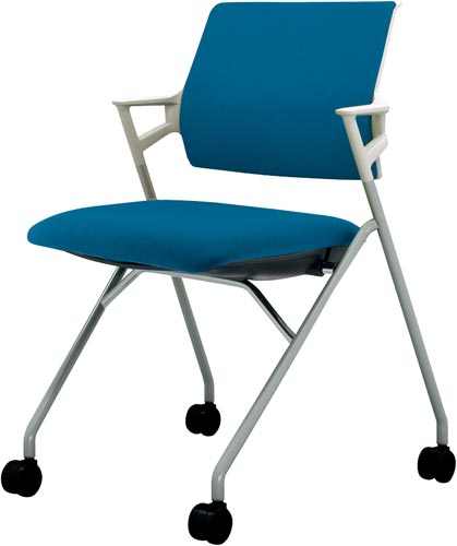 ピエガ 背クッション 白シェル塗装脚ターコイズSC