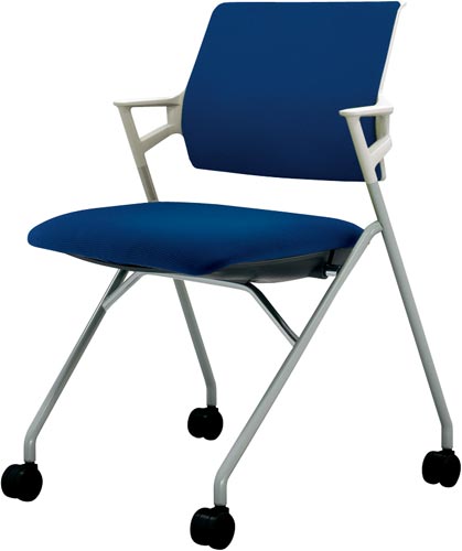 ピエガ 背クッション 白シェル塗装脚 PブルーSC