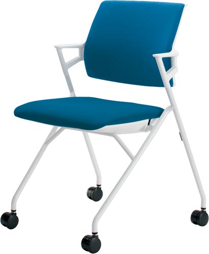 ピエガ 背クッション白シェル白塗装脚ターコイズSC