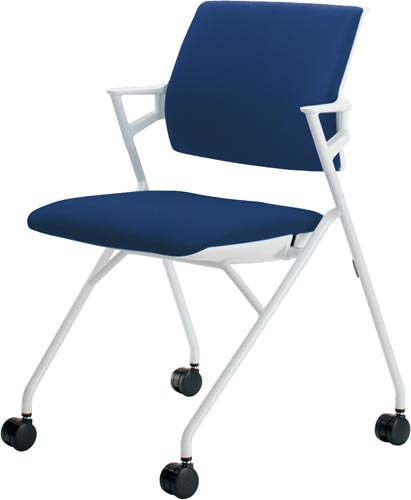 ピエガ 背クッション 白シェル白塗装脚PブルーSC