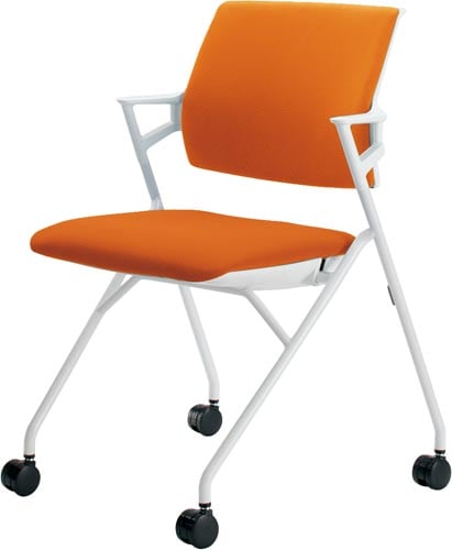 ピエガ 背クッション 白シェル白塗装脚タンジェリン