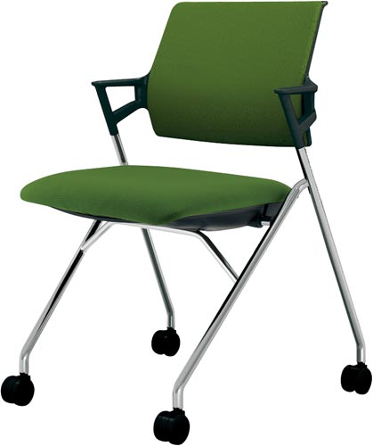 ピエガ 背クッション黒シェルメッキ脚OグリーンSC