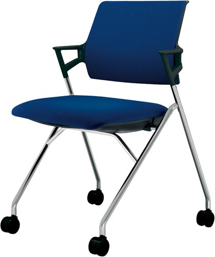 ピエガ 背クッション 黒シェルメッキ脚 Pブルー