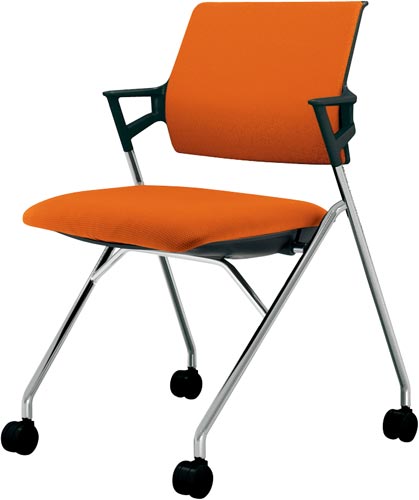 ピエガ 背クッション 黒シェルメッキ脚タンジェリン