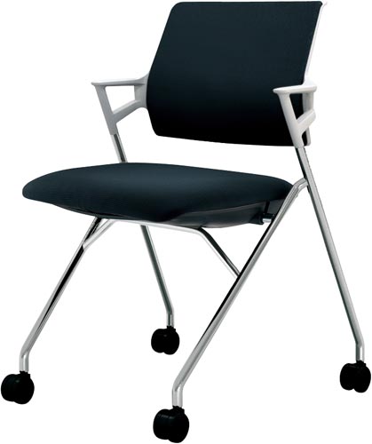 ピエガ 背クッション 白シェルメッキ脚ブラックSC