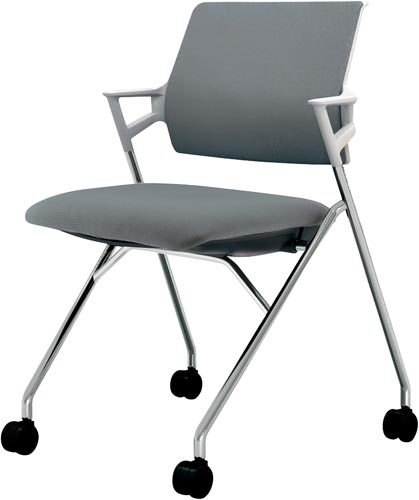 ピエガ 背クッション 白シェルメッキ脚SグレーSC