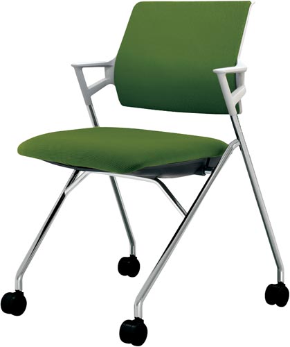 ピエガ 背クッション 白シェルメッキ脚 Oグリーン
