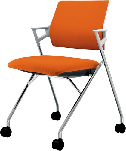 ピエガ 背クッション 白シェルメッキ脚タンジェリン