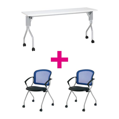 セット品 UP1545WH&MNチェア肘付ブルー