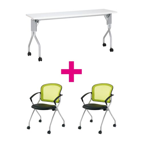 セット品 UP1545WH&MNチェア肘付グリーン