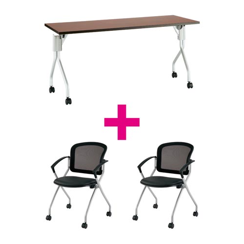 セット品 UP1560DB&MNチェア肘付ブラック