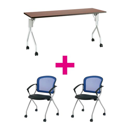 セット品 UP1560DB&MNチェア肘付ブルー