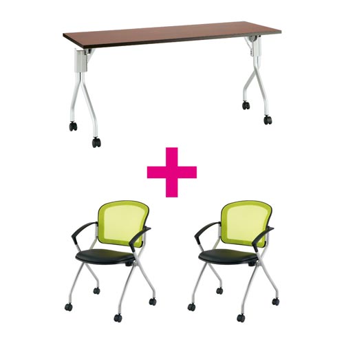 セット品 UP1560DB&MNチェア肘付グリーン