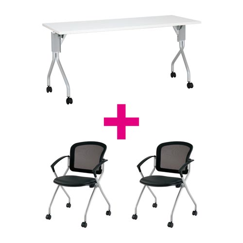 セット品 UP1560WH&MNチェア肘付ブラック