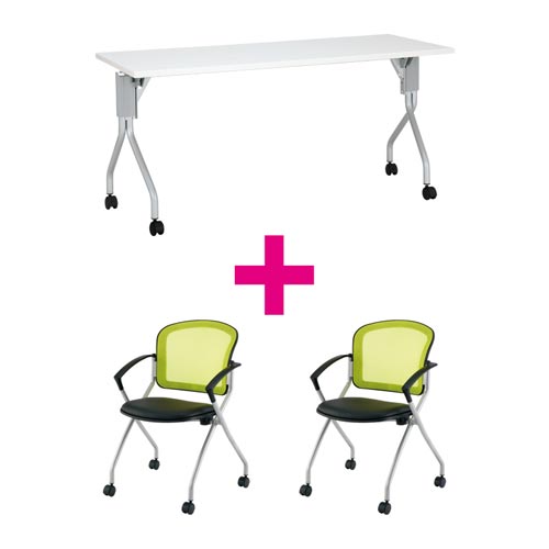 セット品 UP1560WH&MNチェア肘付グリーン