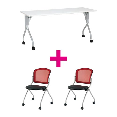 セット品 UP1560WH&MNチェアレッド