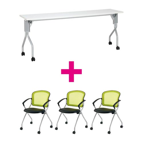 セット品 UP1845WH&MNチェア肘付グリーン