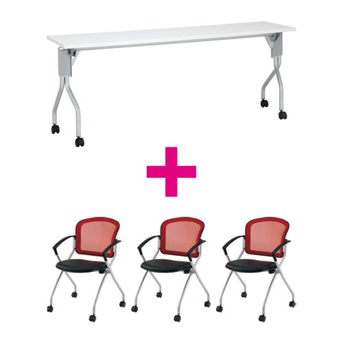 セット品 UP1845WH&MNチェア肘付レッド