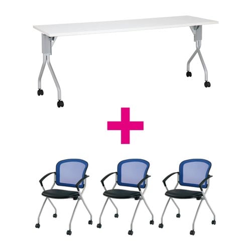 セット品 UP1860WH&MNチェア肘付ブルー