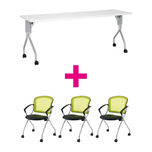 セット品 UP1860WH&MNチェア肘付グリーン