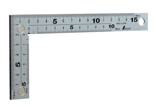 曲尺厚手広巾シルバー 15cm 表裏同目 8段目盛