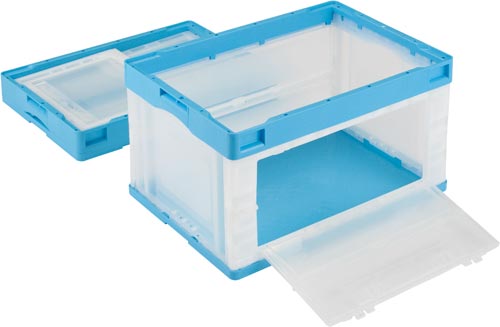 折りたたみコンテナーCB−51NR片扉Lブルー透明