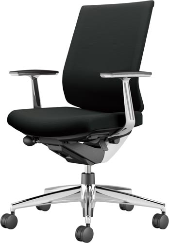 ウィザード3ロー白アルミ脚アルミ肘布ブラックW