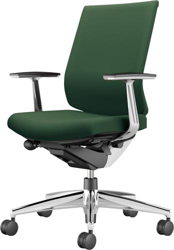 ウィザード3ロー白アルミ脚アルミ肘布グリーンV