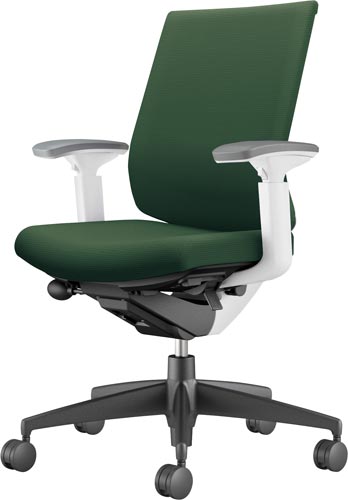 ウィザード3ローバック白樹脂脚可動肘布グリーンV