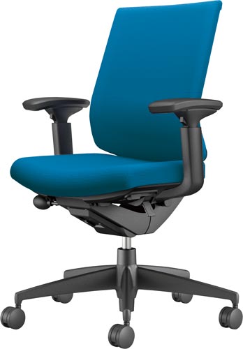 ウィザード3ローバック黒樹脂脚可動肘布ターコイズV