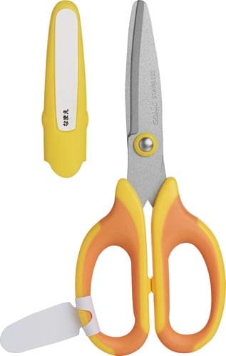 はさみ メガサク 学童はさみ 左手用 黄 5個入