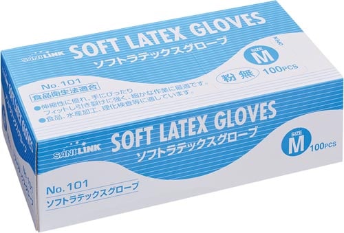 サニリンク ラテックス手袋 粉無 M 100枚入