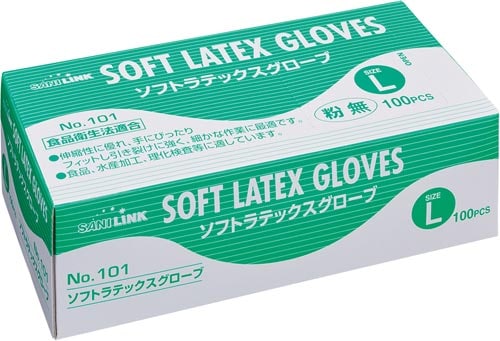 サニリンク ラテックス手袋 粉無 L 100枚入