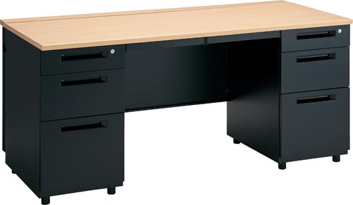 TT−Lデスク両袖机引出3+3幅1600NA×BK