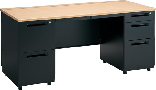 TT−Lデスク両袖机引出2+3幅1600NA×BK