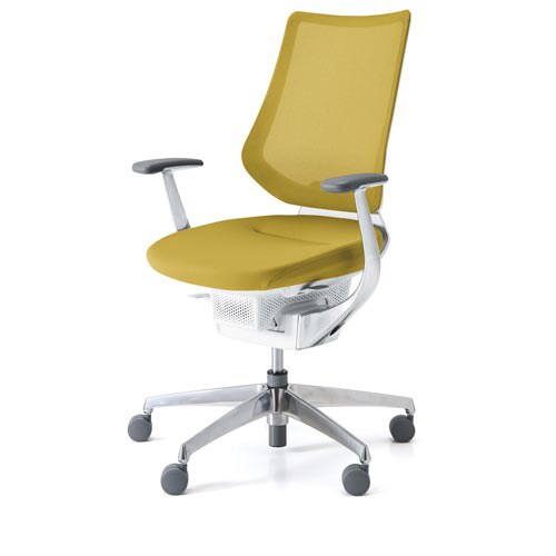 イング メッシュバーチカル本体白アルミ脚黄 硬床用