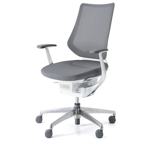 イング メッシュバーチカル本体白アルミ脚薄灰硬床用