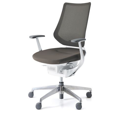 イング メッシュバーチカル本体白アルミ脚濃茶硬床用