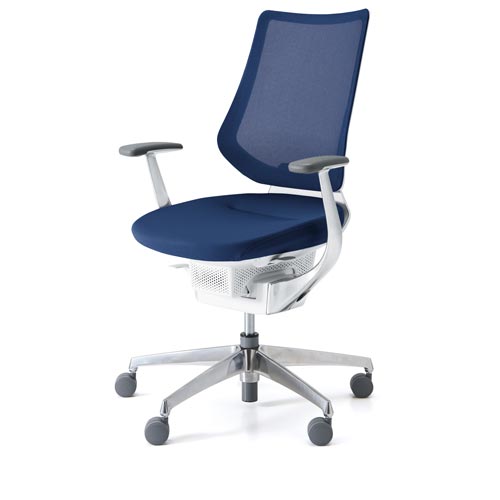 イング メッシュバーチカル本体白アルミ脚紺 硬床用