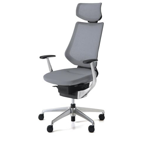 イング メッシュヘッド付 本体黒銀脚 薄灰 軟床用