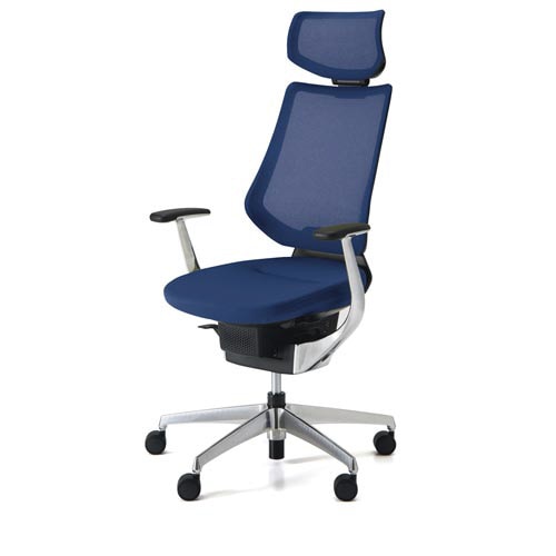 イング メッシュヘッド付 本体黒銀脚 紺 硬床用