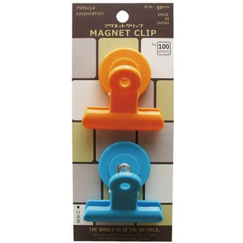 マグネットクリップ POPカラー橙/青 2個入×5