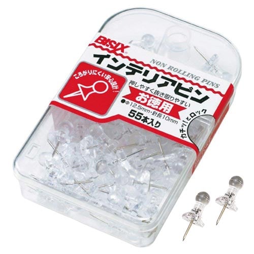 画鋲 インテリアピン 透明 55本入×5